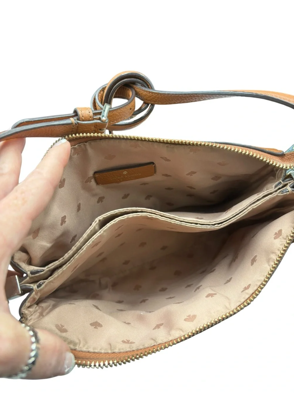 Kate Spade Jackson Triple Gusset Cognac Leather Crossbody Bag
